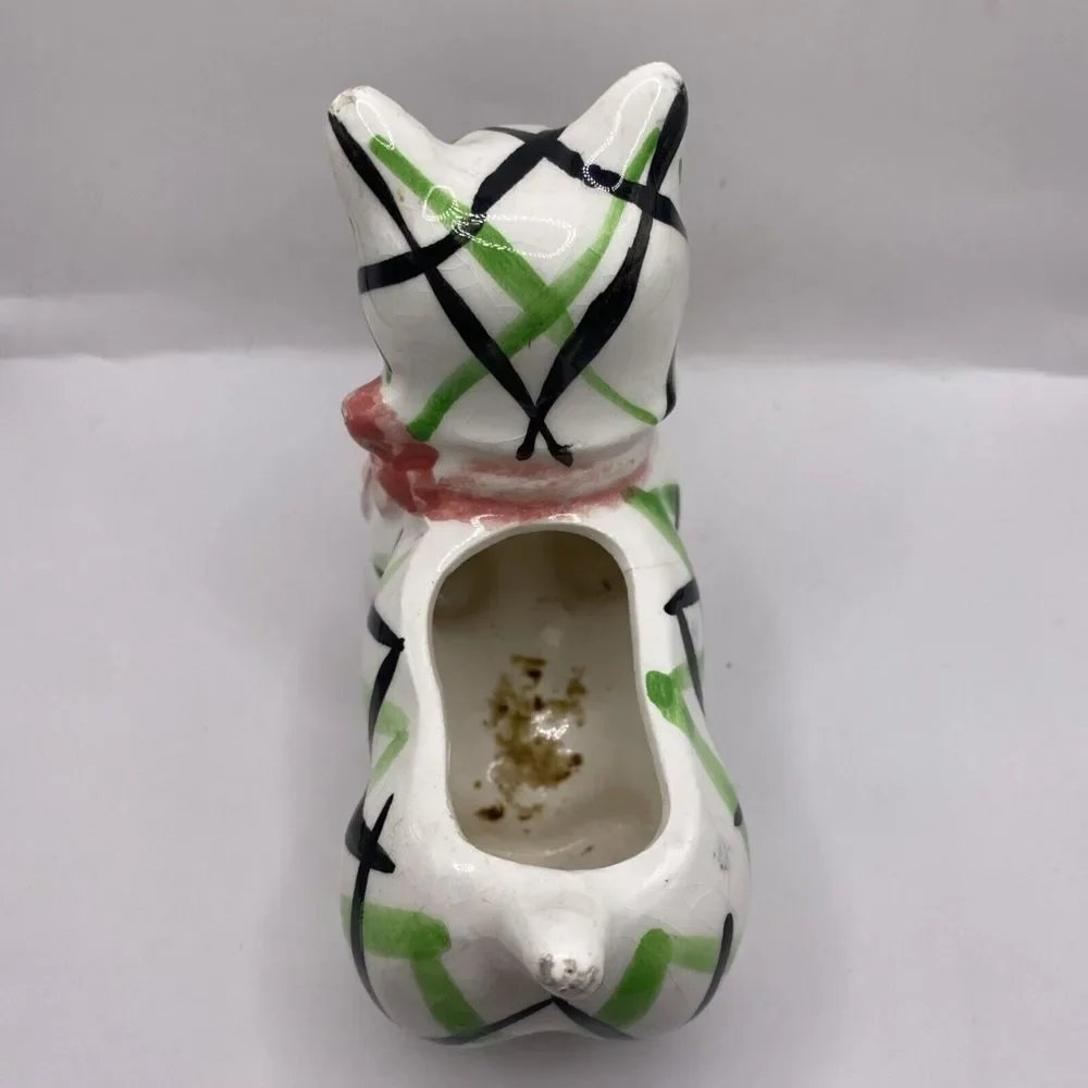 Vintage Japan Kitsch Patchwork Puppy Scottie Dog Planter Pot MCM 5